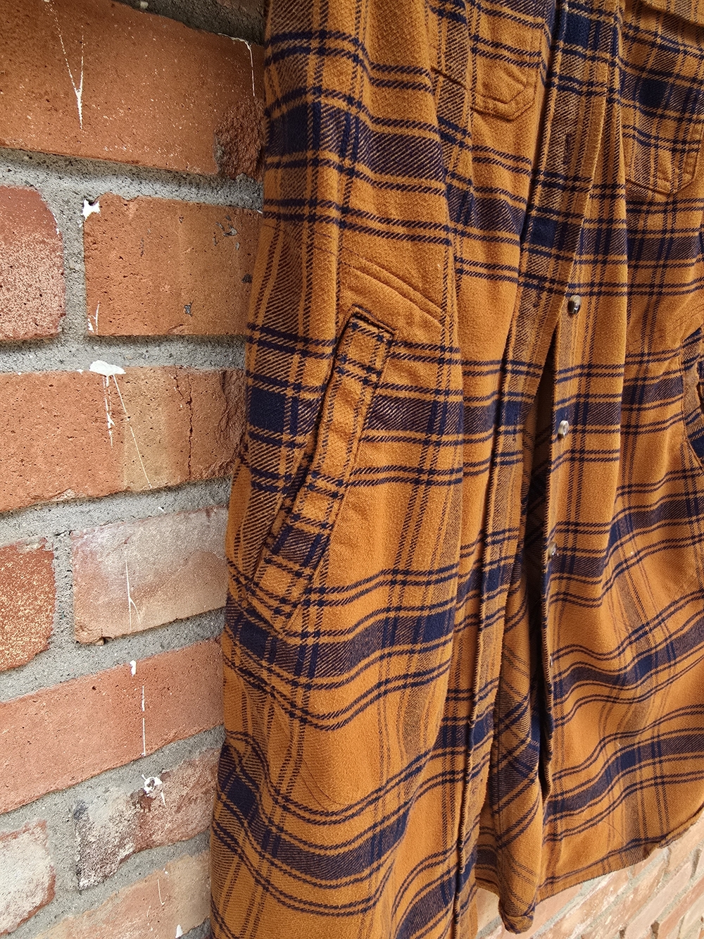 Rust Orange and Navy Plaid Button-Up Shacket - Picture 3 of 8